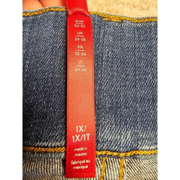 Spanx Seamed Front Wide Leg Jeans Vintage Indigo High Rise Pull On 20407R 1X - Picture 5 of 9